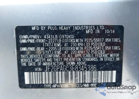 2014 Subaru Xv Crosstrek 2.0I Limited из США, поврежденный, VIN JF2GPAGC3E8345386